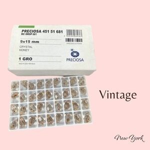 Vintage Preciosa Crystal Honey pendant 9x15mm- 6pcs